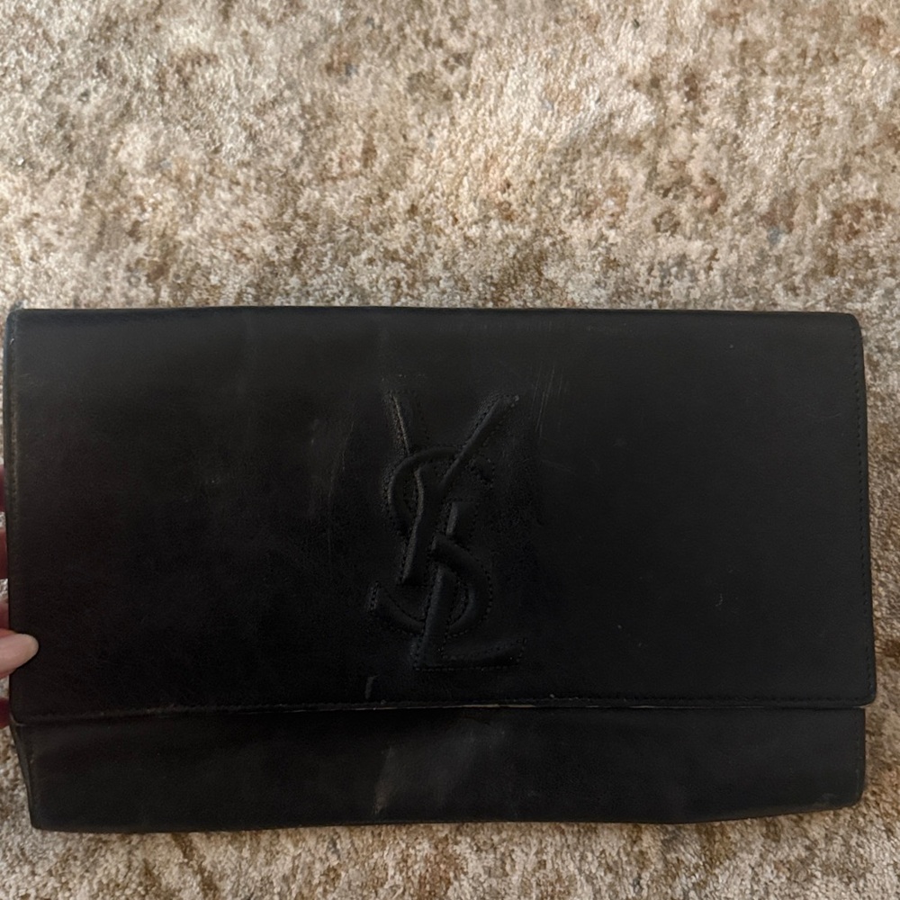 YSL Gunmetal Leather Clutch - Picture 3 of 10